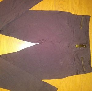 Brown high-waisted dressy skinny leg pant